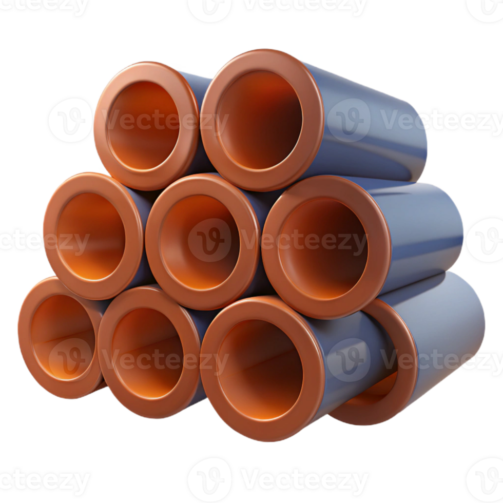 3D Render Orange and Blue Pipes Illustration png