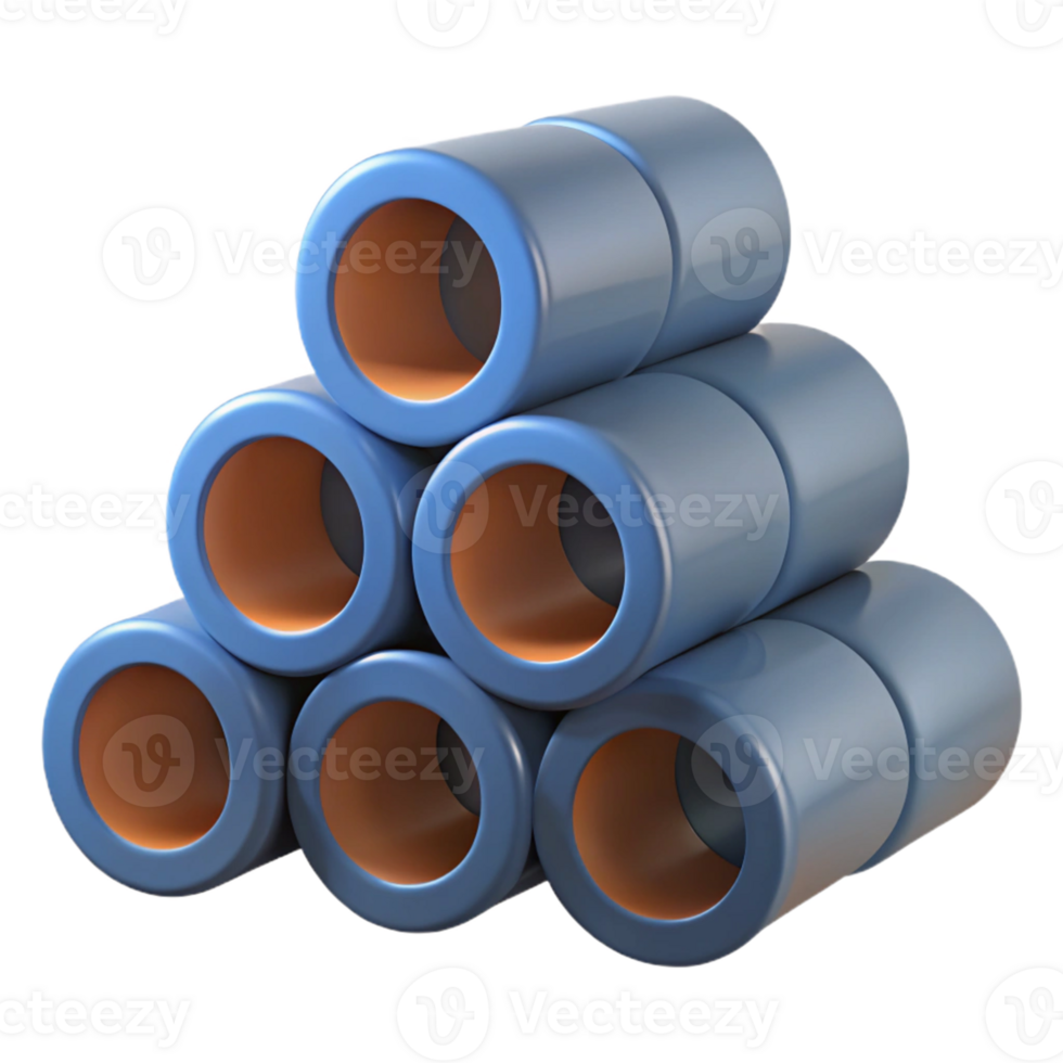 3D Render Stacked Cylinders Blue Orange Abstract Background png