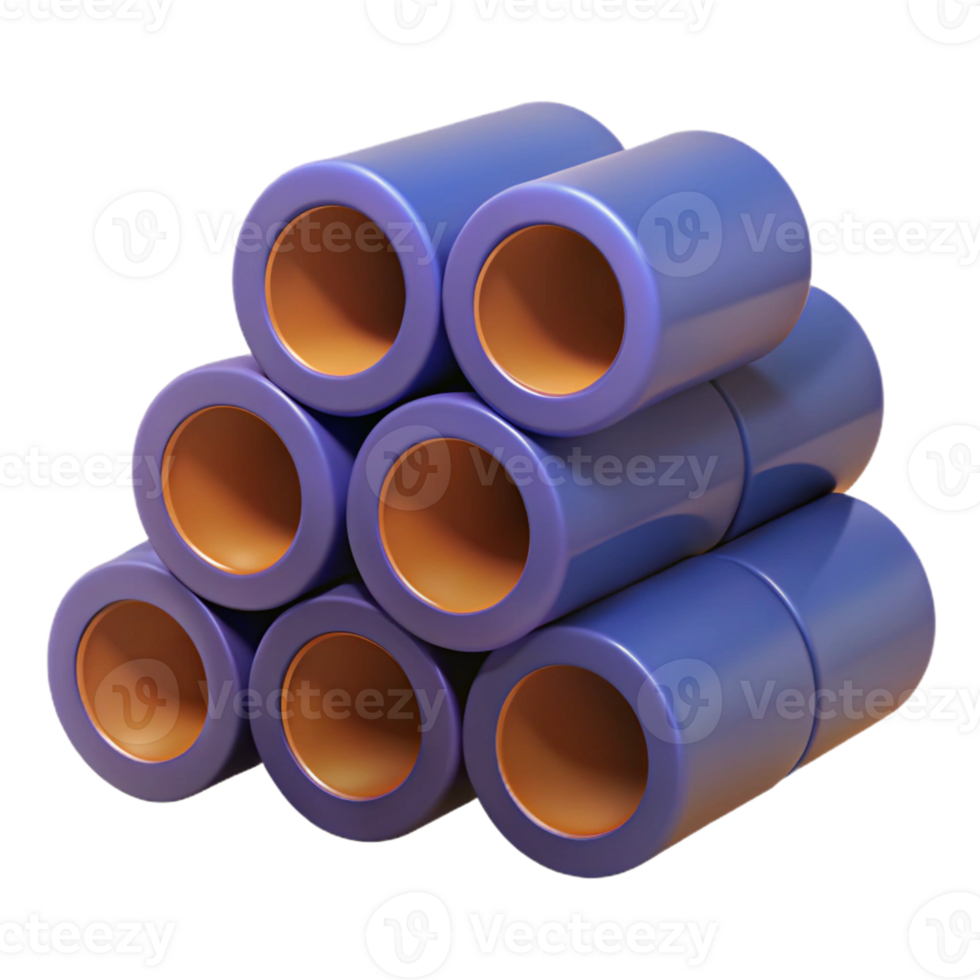 3D Render Purple Cylinders Stack png