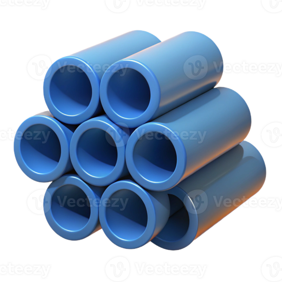 Blue Cylinders 3D Render png