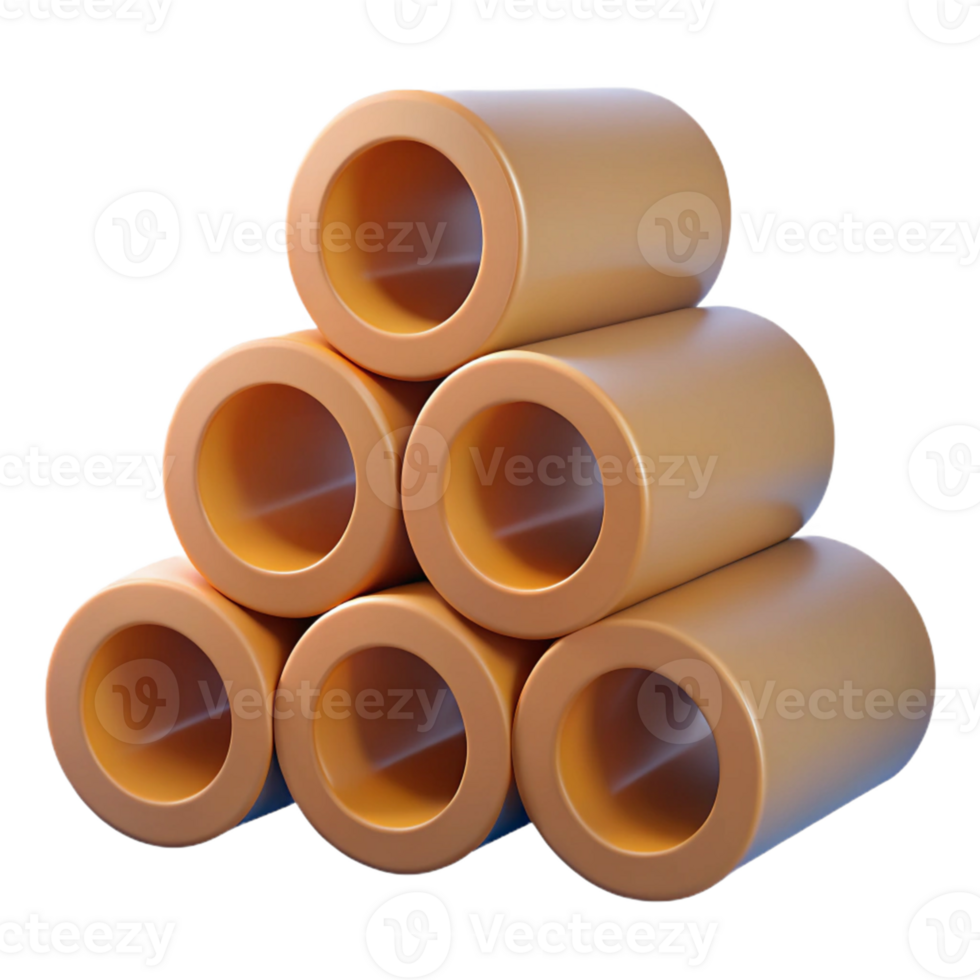3D Render Orange Cylinders Abstract Background png