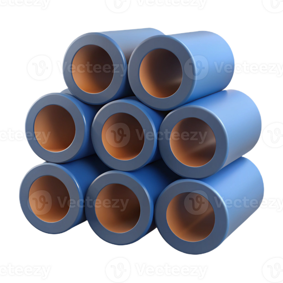 Blue Cylinders 3D Render png