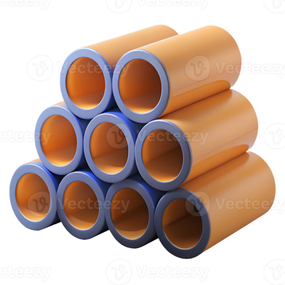 3D Render Orange and Blue Pipes Abstract png