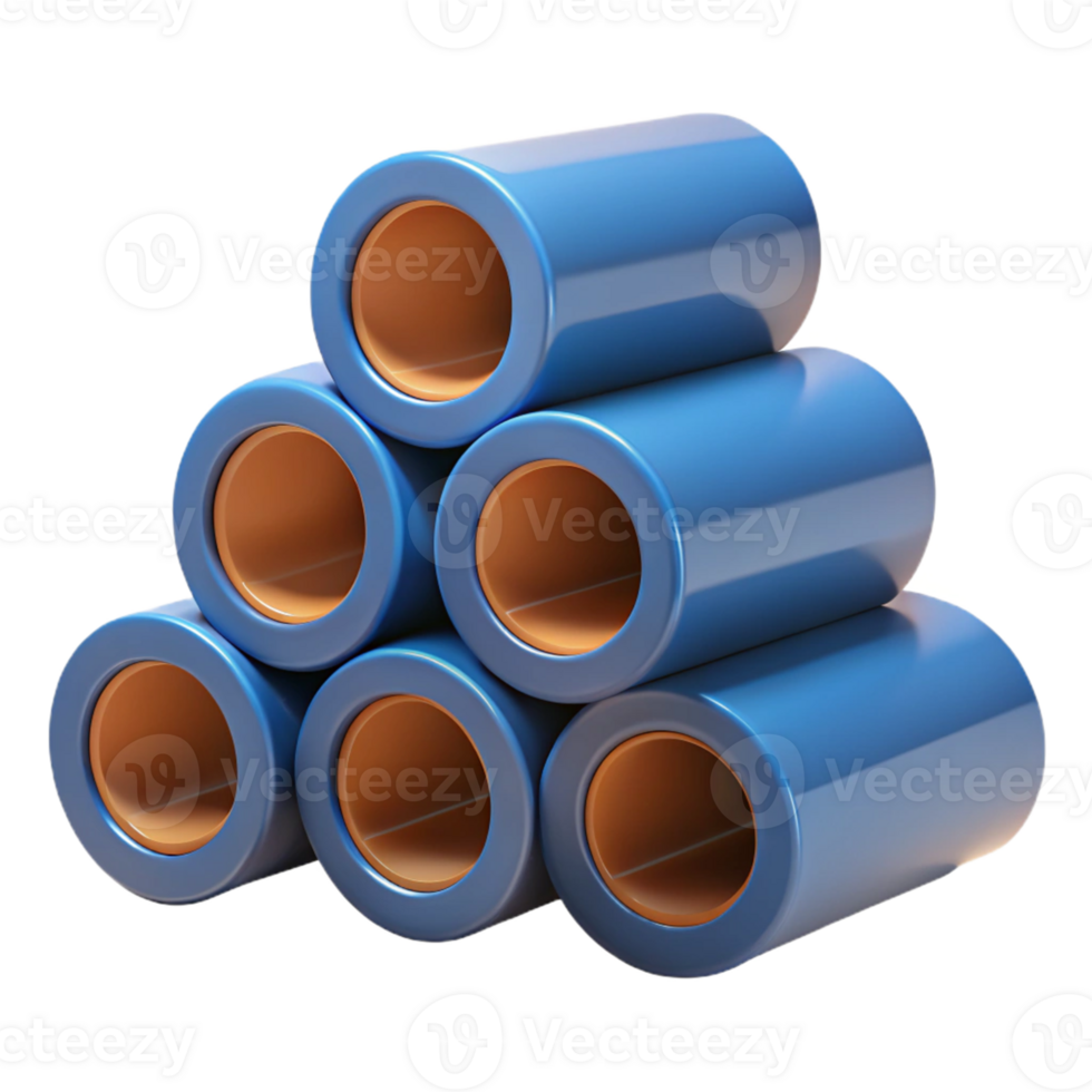 3D Render Blue Cylinders Stack Abstract Background png