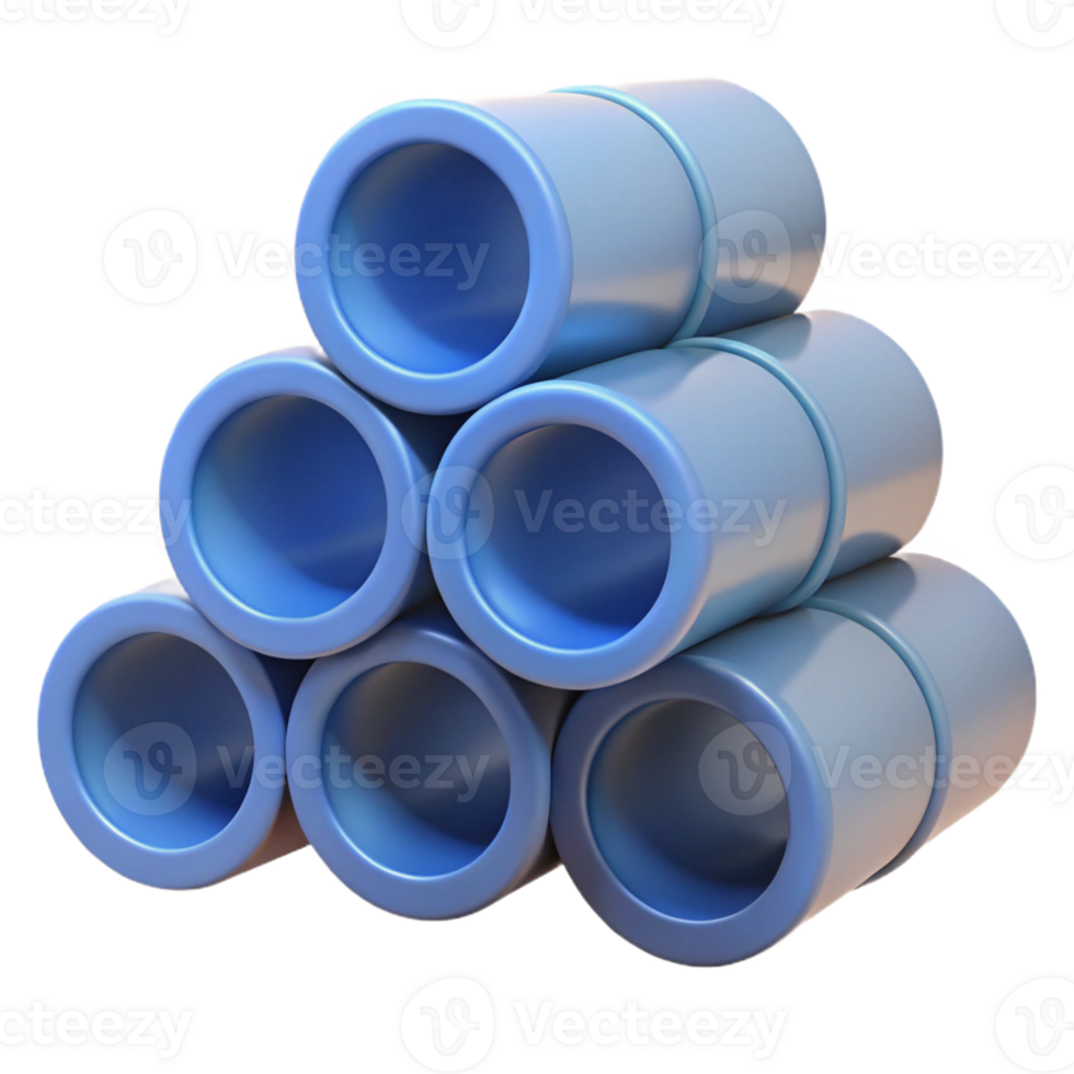 3D Render Blue Cylinders Abstract Background png