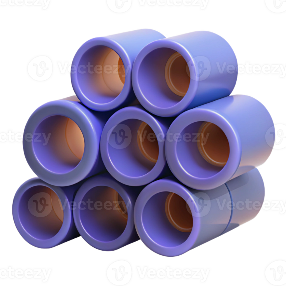 Purple Cylinders 3D Render png