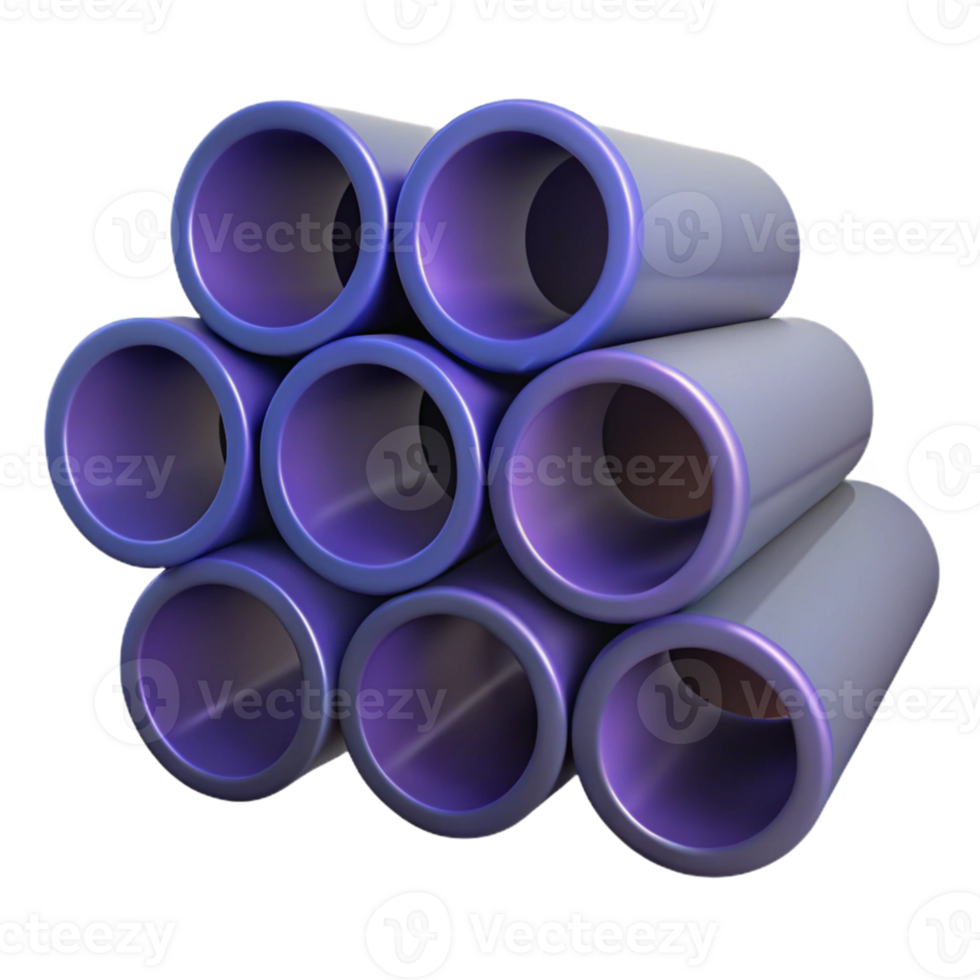 Purple Cylinders 3D Render png