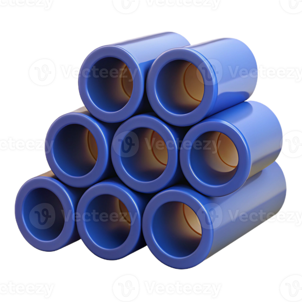 Blue Cylinders 3D Illustration png