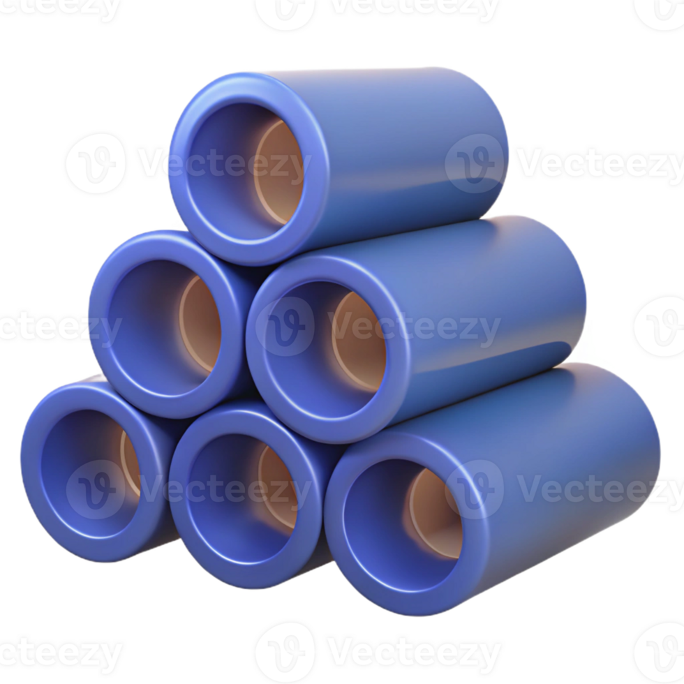3D Render Stacked Blue Cylinders Abstract Background png