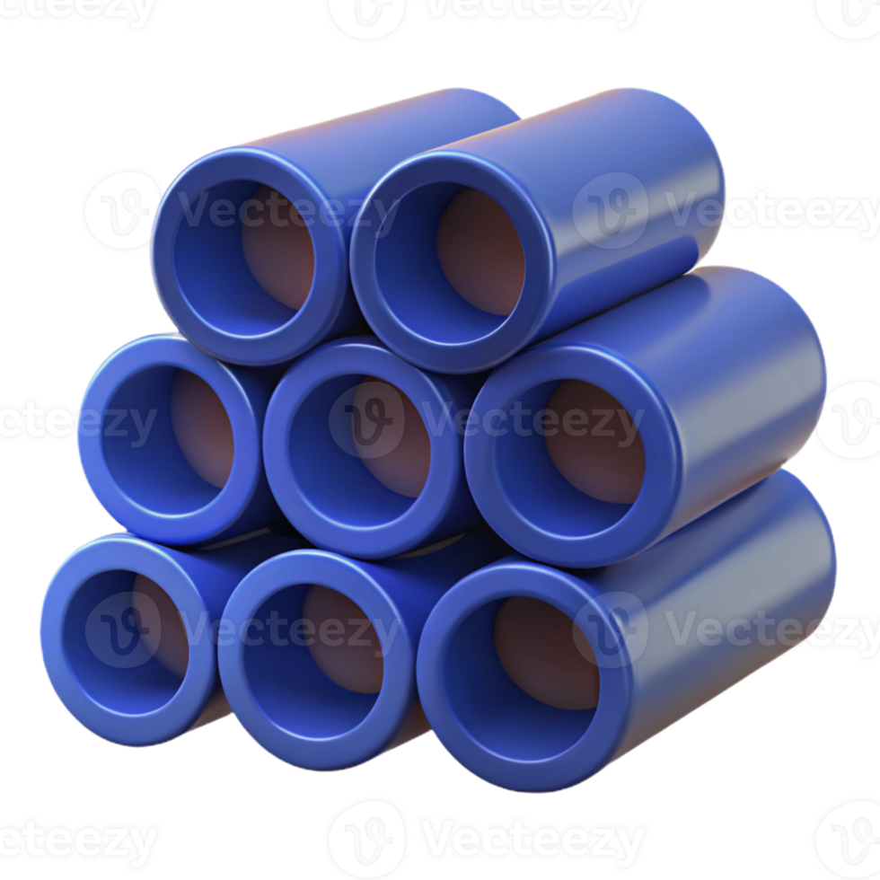 3D Render Blue Cylinders Stack Abstract Background png