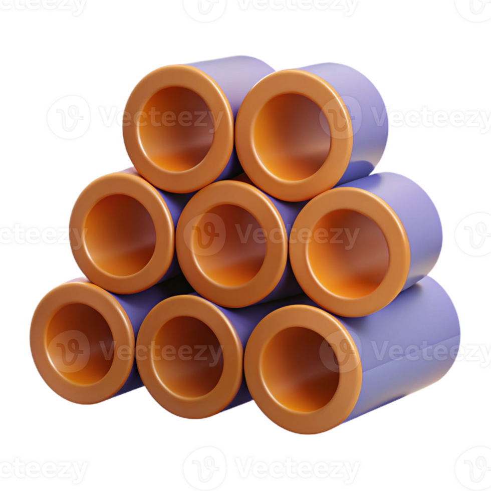 Purple and Orange 3D Cylinders Illustration png