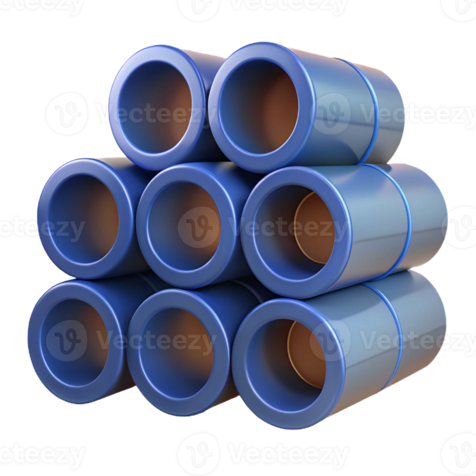 3D Render Blue Cylinders Stack Illustration png