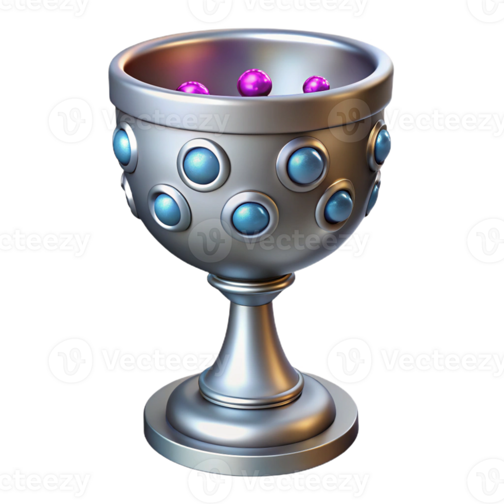Ornate Silver Goblet 3D Render png