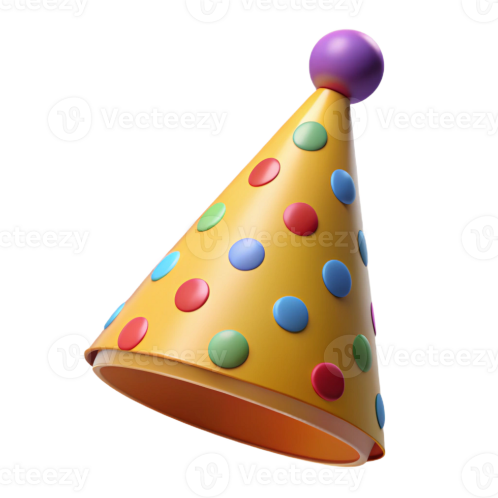 Colorful Party Hat 3D Render png