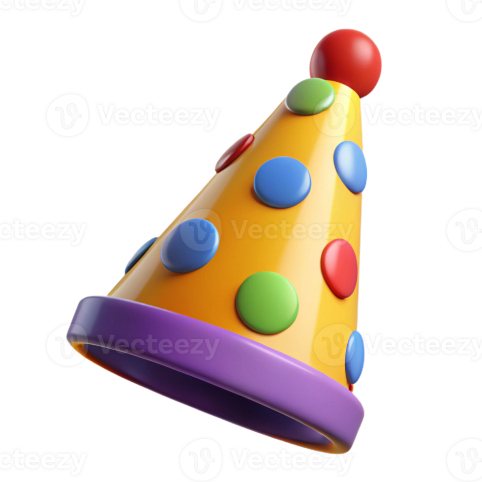 3D Render Colorful Party Hat Illustration png