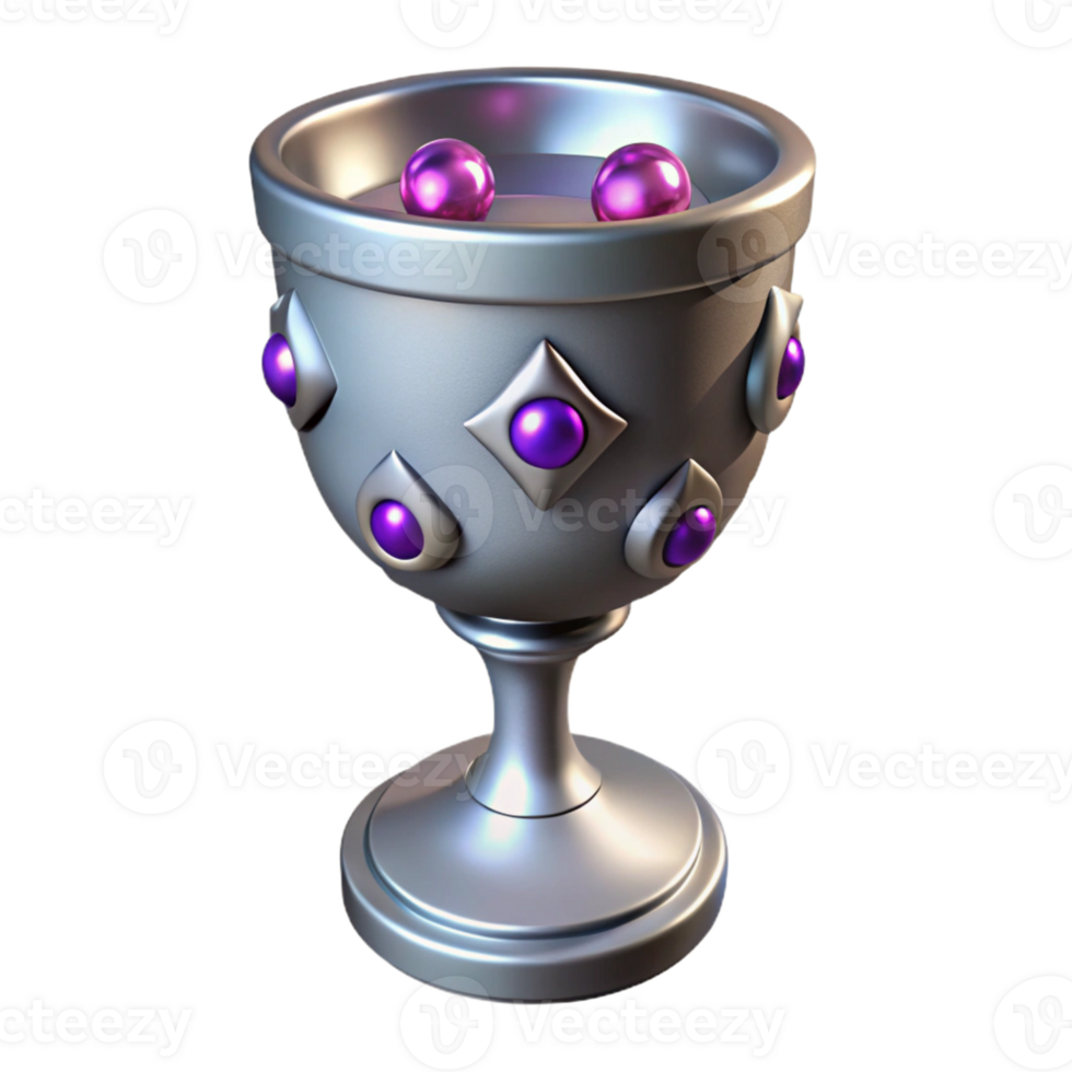 Ornate Silver Goblet 3D Render png