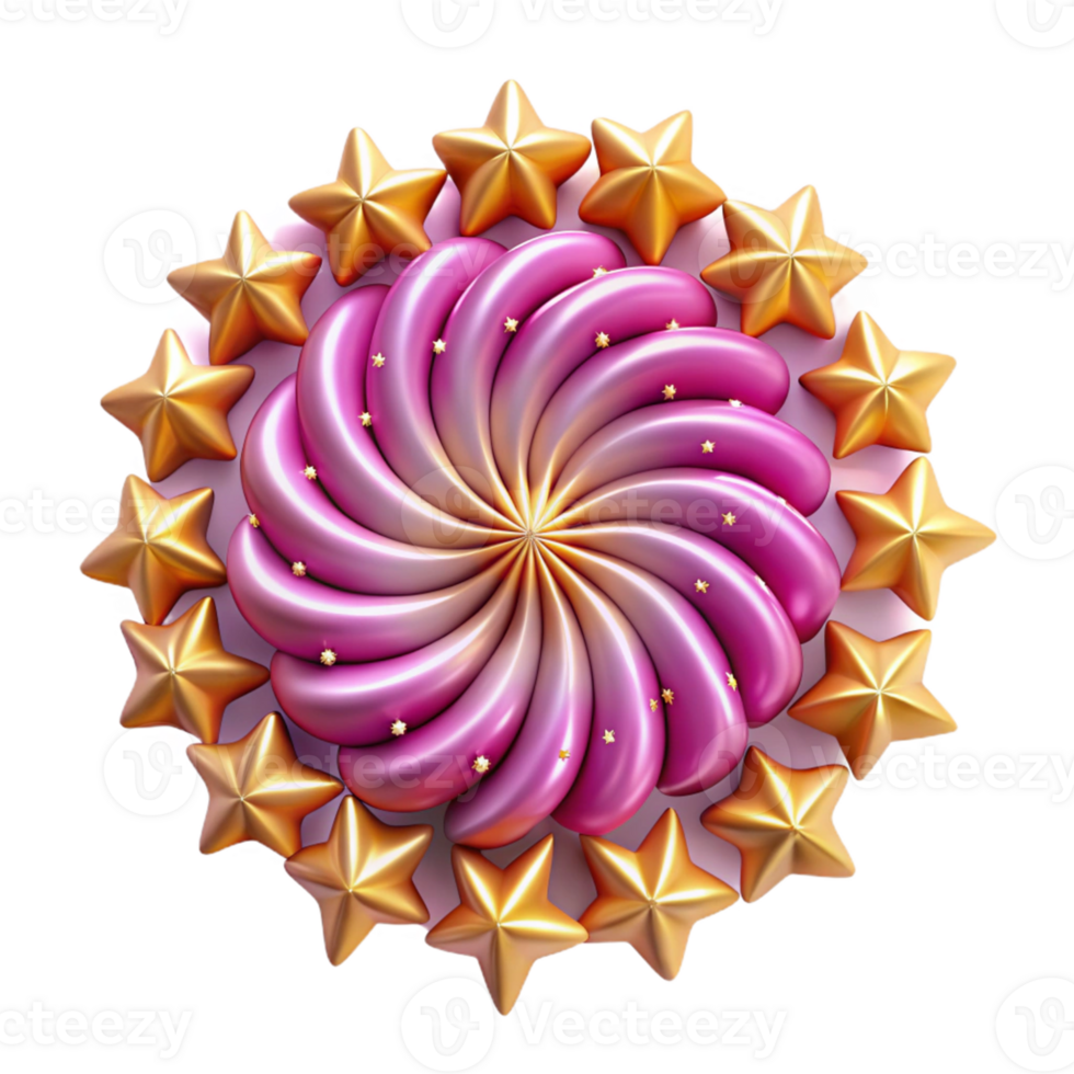 3D Render Pink Swirl Stars Background png