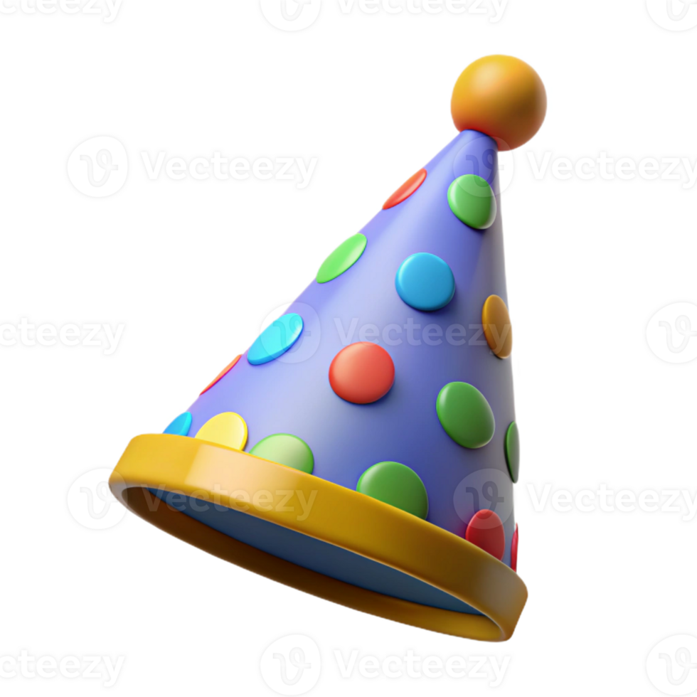 Colorful Party Hat 3D Render png