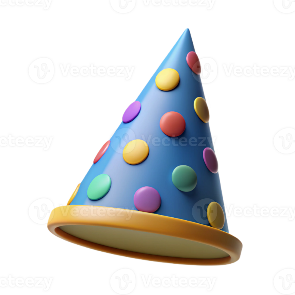Colorful Party Hat 3D Render png
