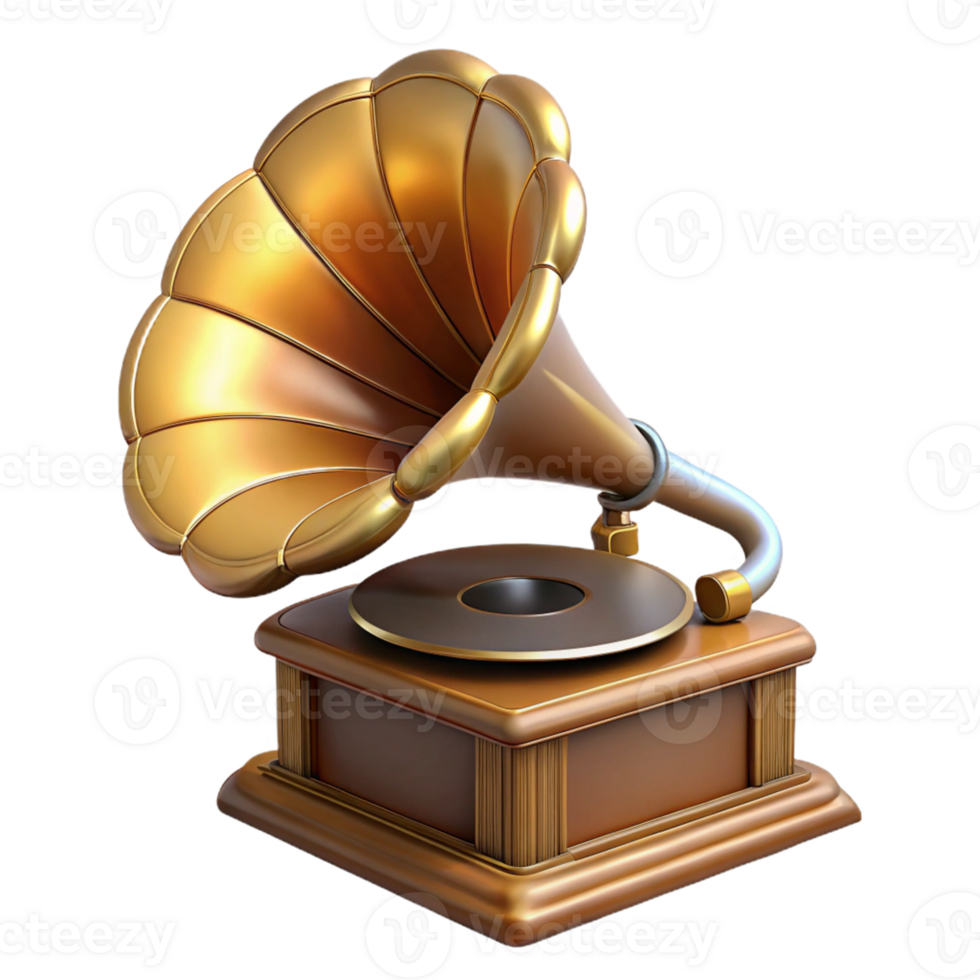 Vintage Gramophone 3D Render png