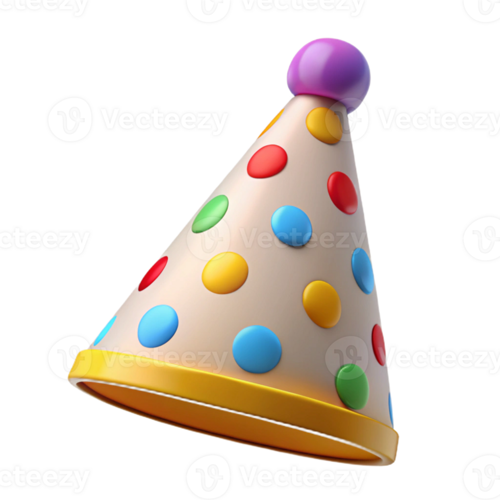 Colorful Party Hat 3D Render png