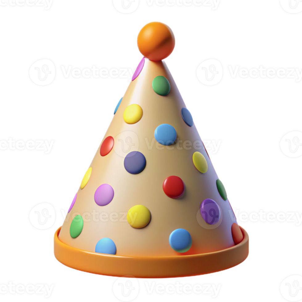 Colorful Party Hat 3D Render png