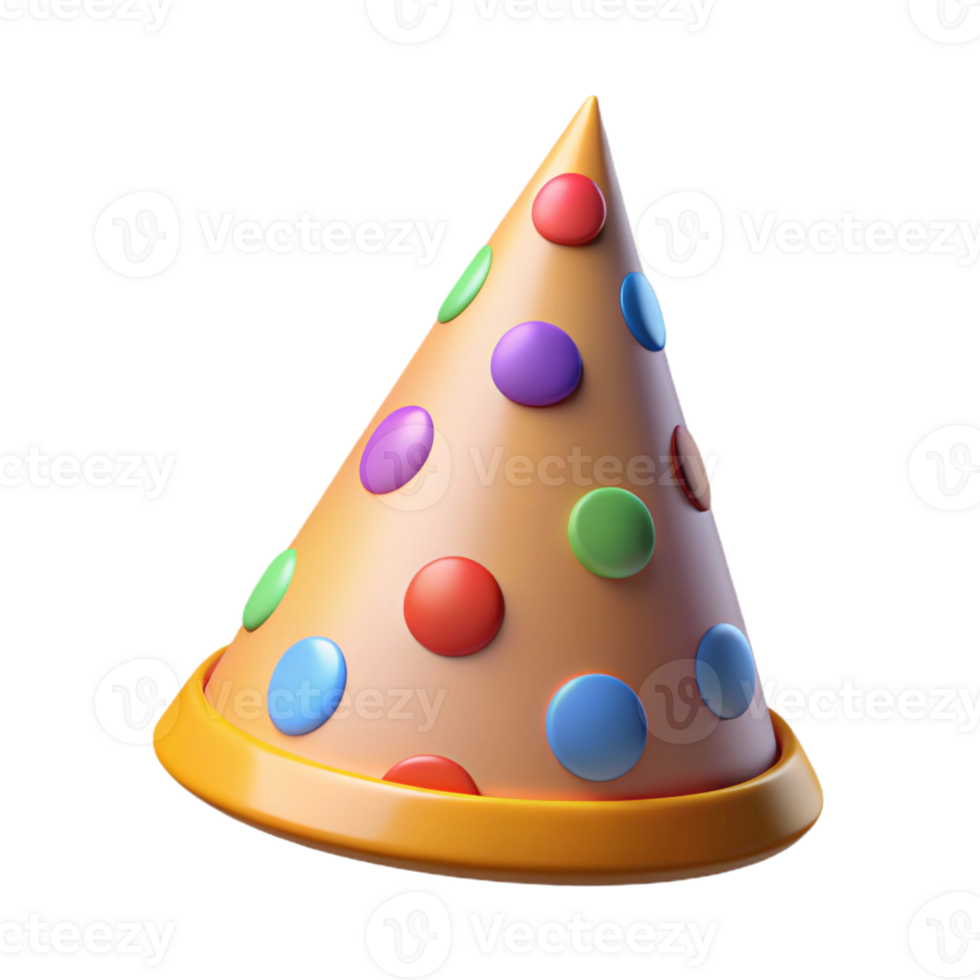 Colorful Party Hat 3D Render png