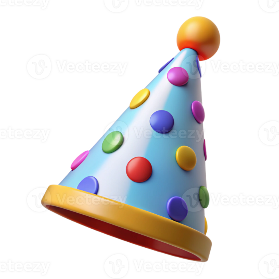 Colorful Party Hat 3D Render png