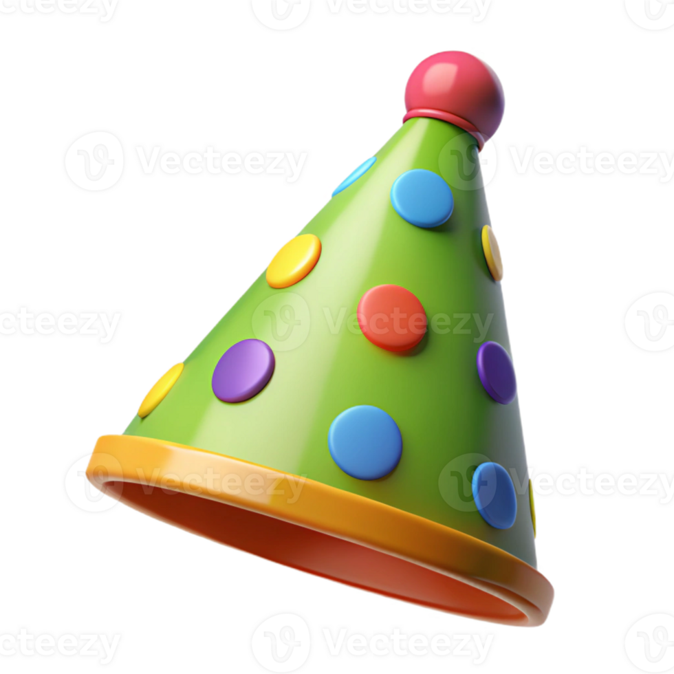 Colorful Party Hat 3D Render png
