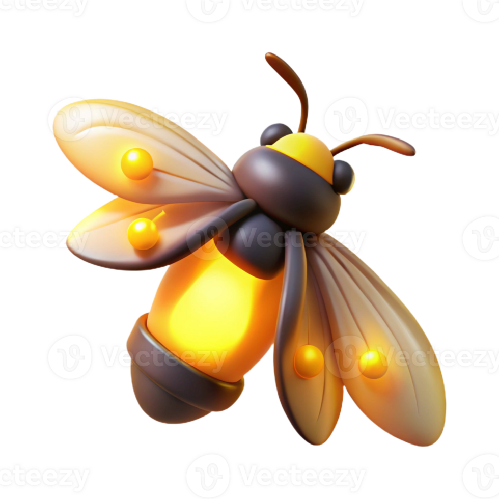 3D Render Glowing Firefly Illustration png