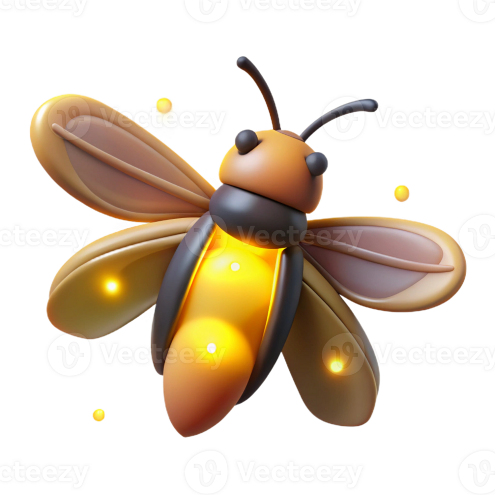 Glowing Firefly 3D Render png