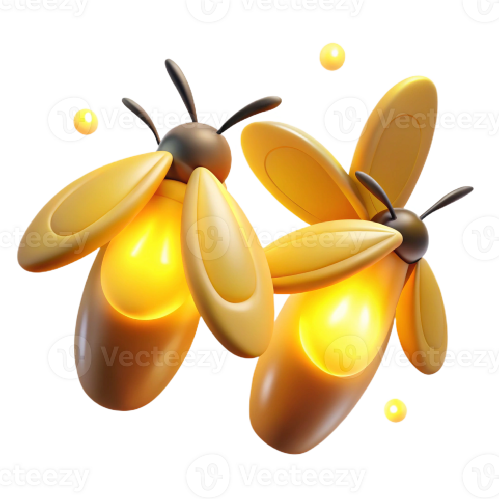 Glowing 3D Firefly Illustration png