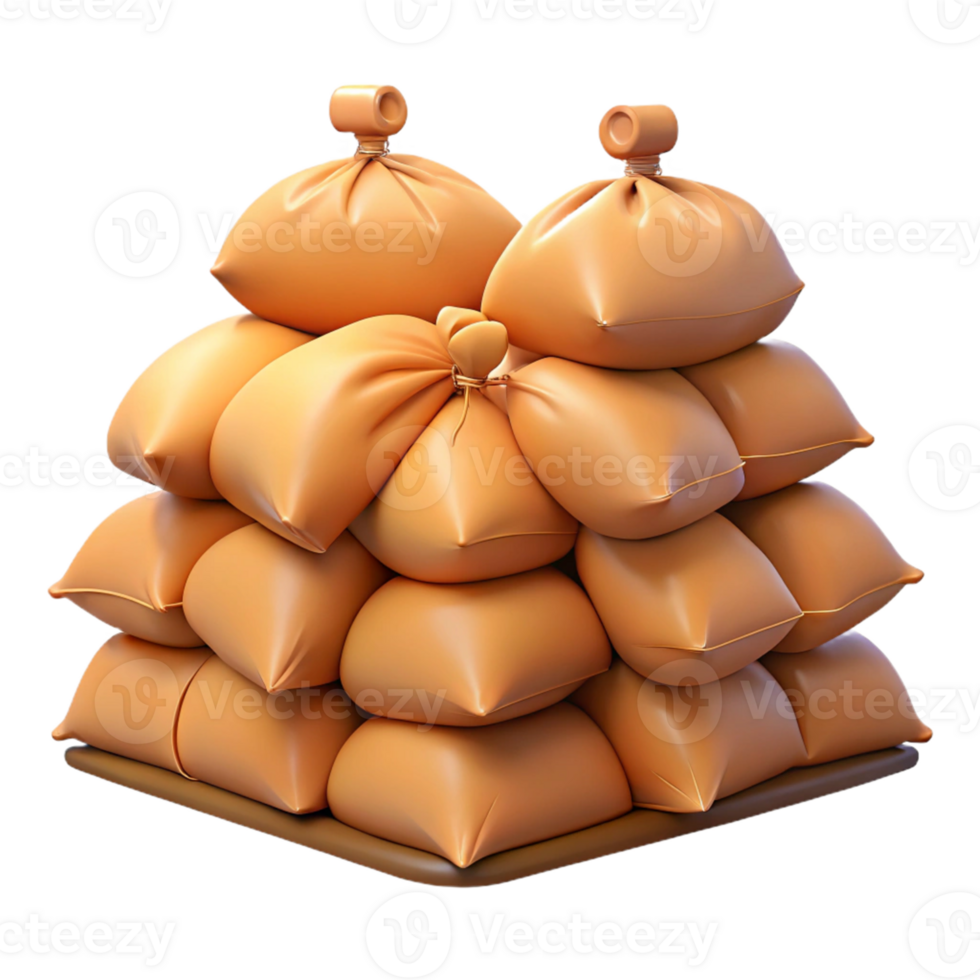 3D Render Stack of Sandbags Illustration png