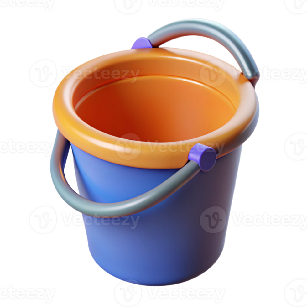 3D Render of a Colorful Plastic Bucket png
