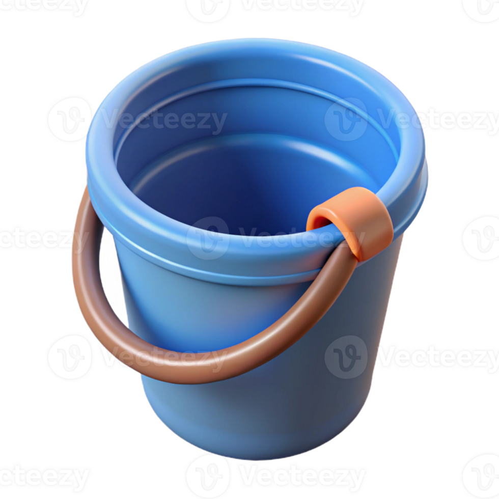 3D Render of a Blue Plastic Bucket png