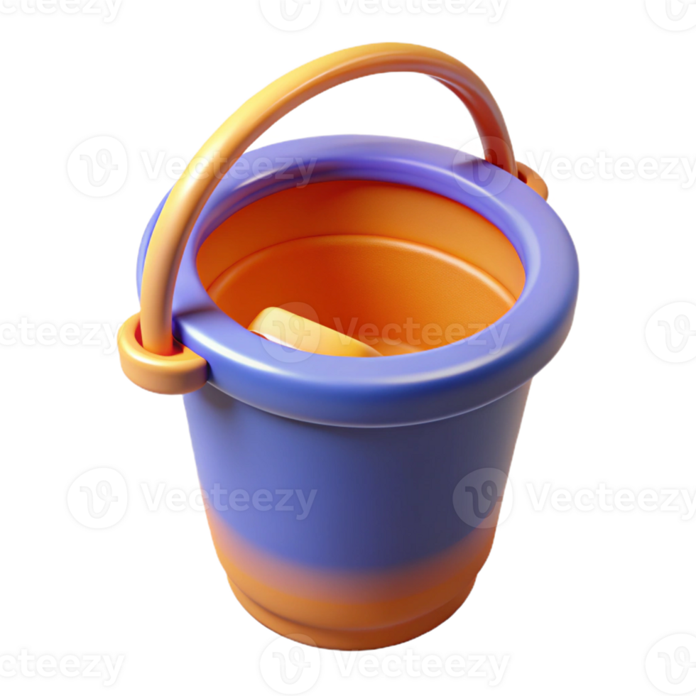 3D Render of a Colorful Plastic Bucket png