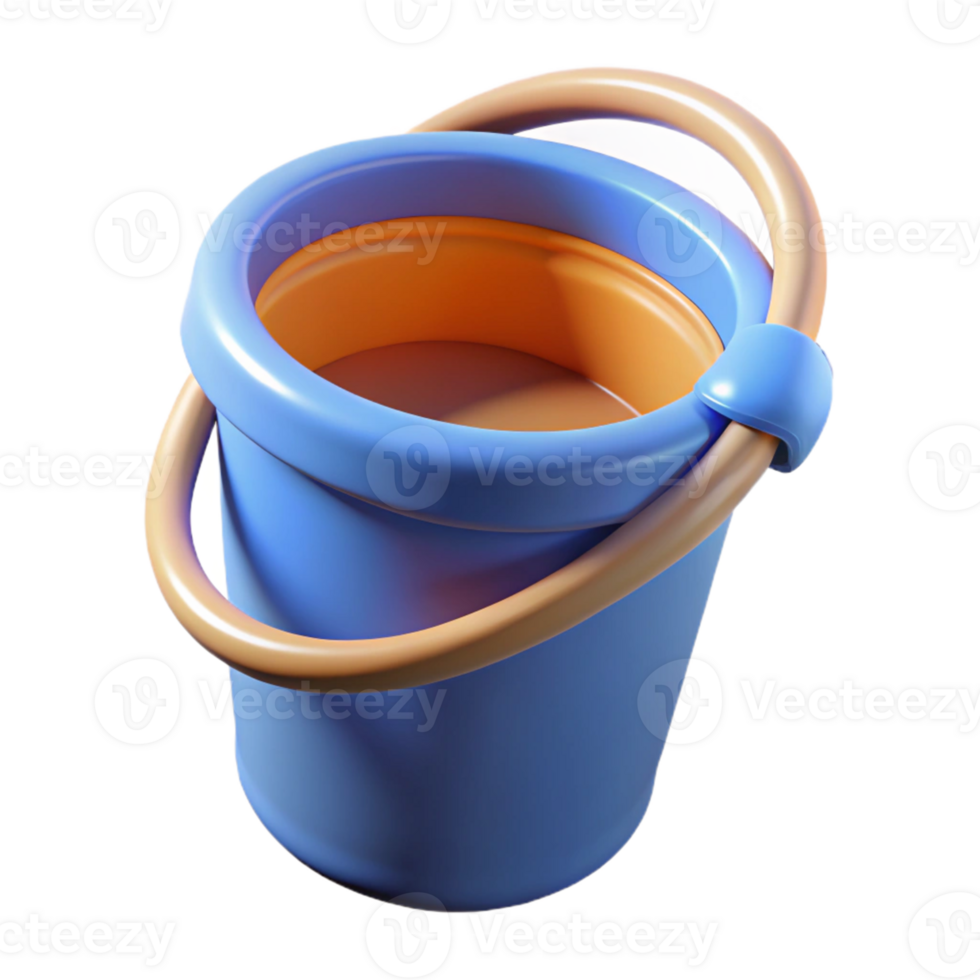 3D Render of a Blue Plastic Bucket png