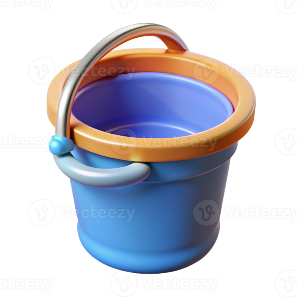 3D Render of a Blue Plastic Bucket png