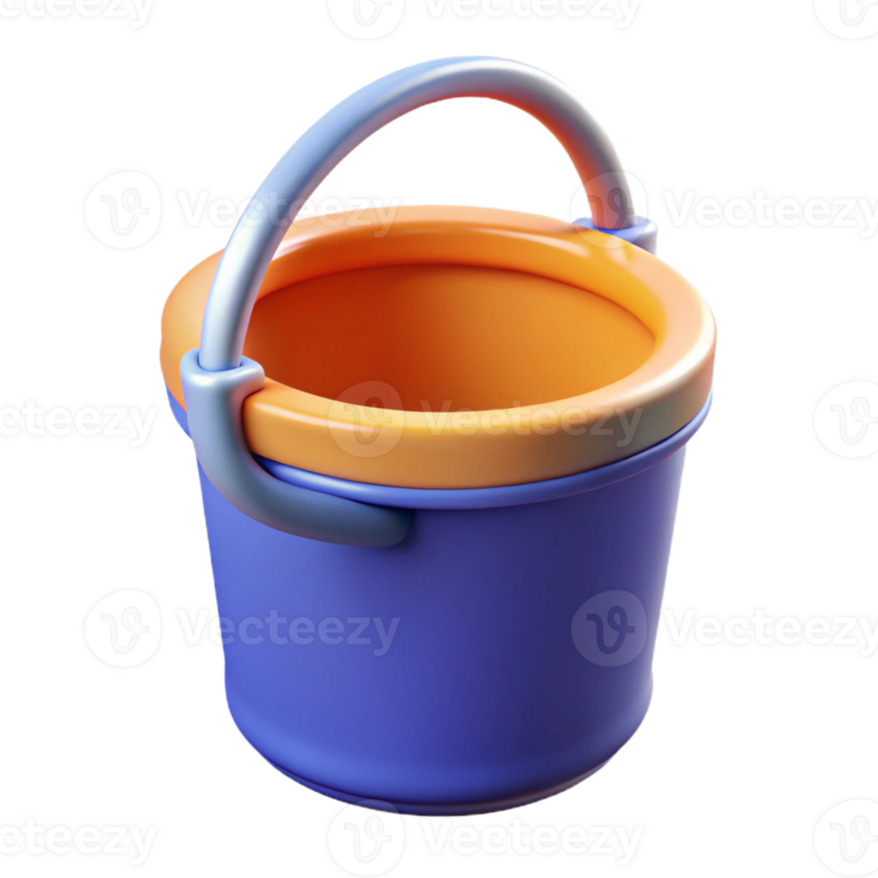 3D Render of a Blue and Orange Bucket png