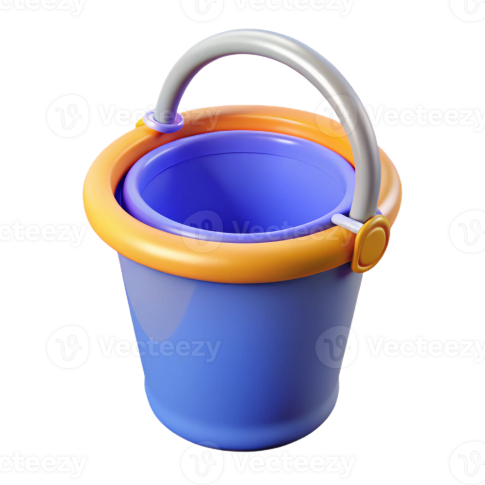 3D Render of a Colorful Plastic Bucket png