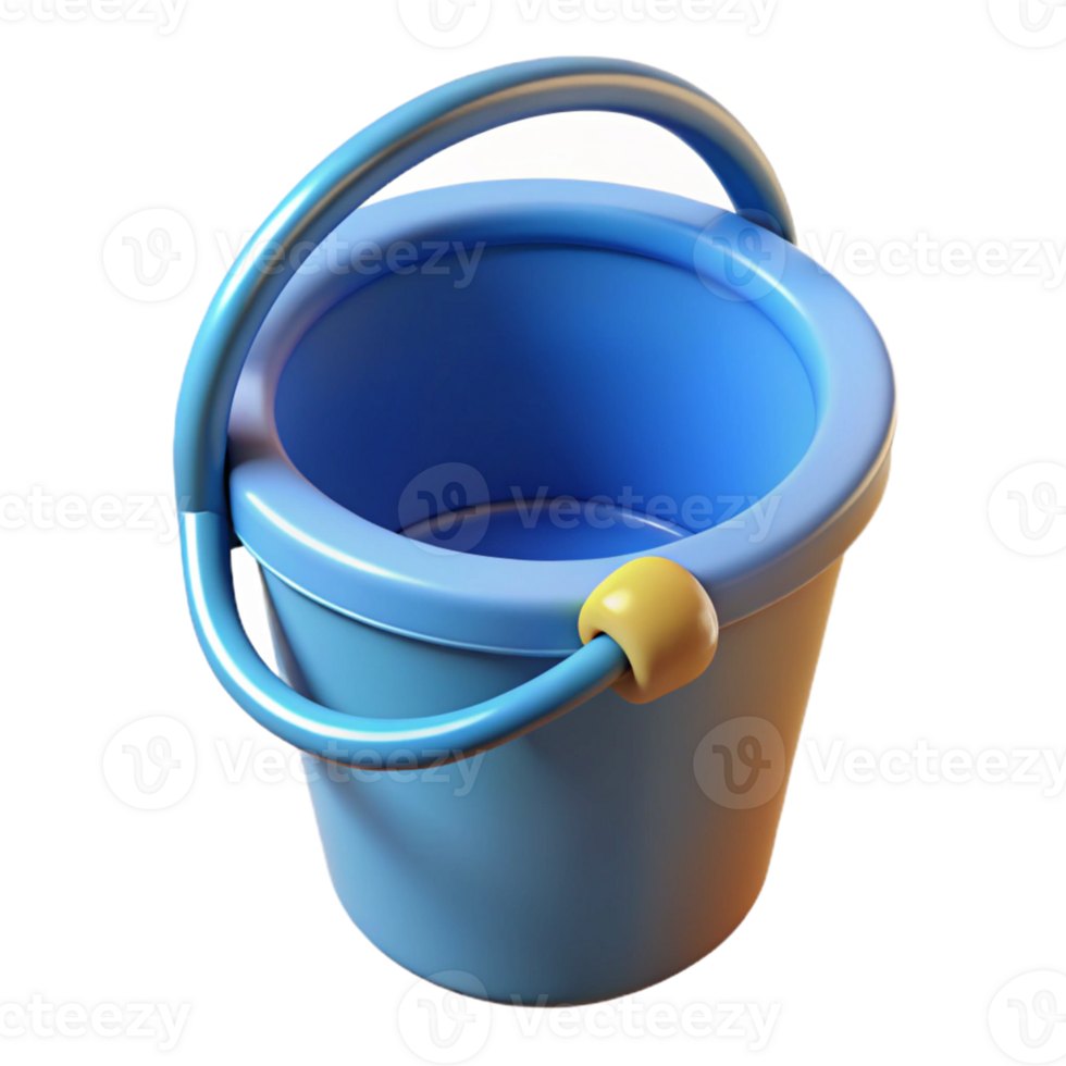 3D Render of a Blue Plastic Bucket png