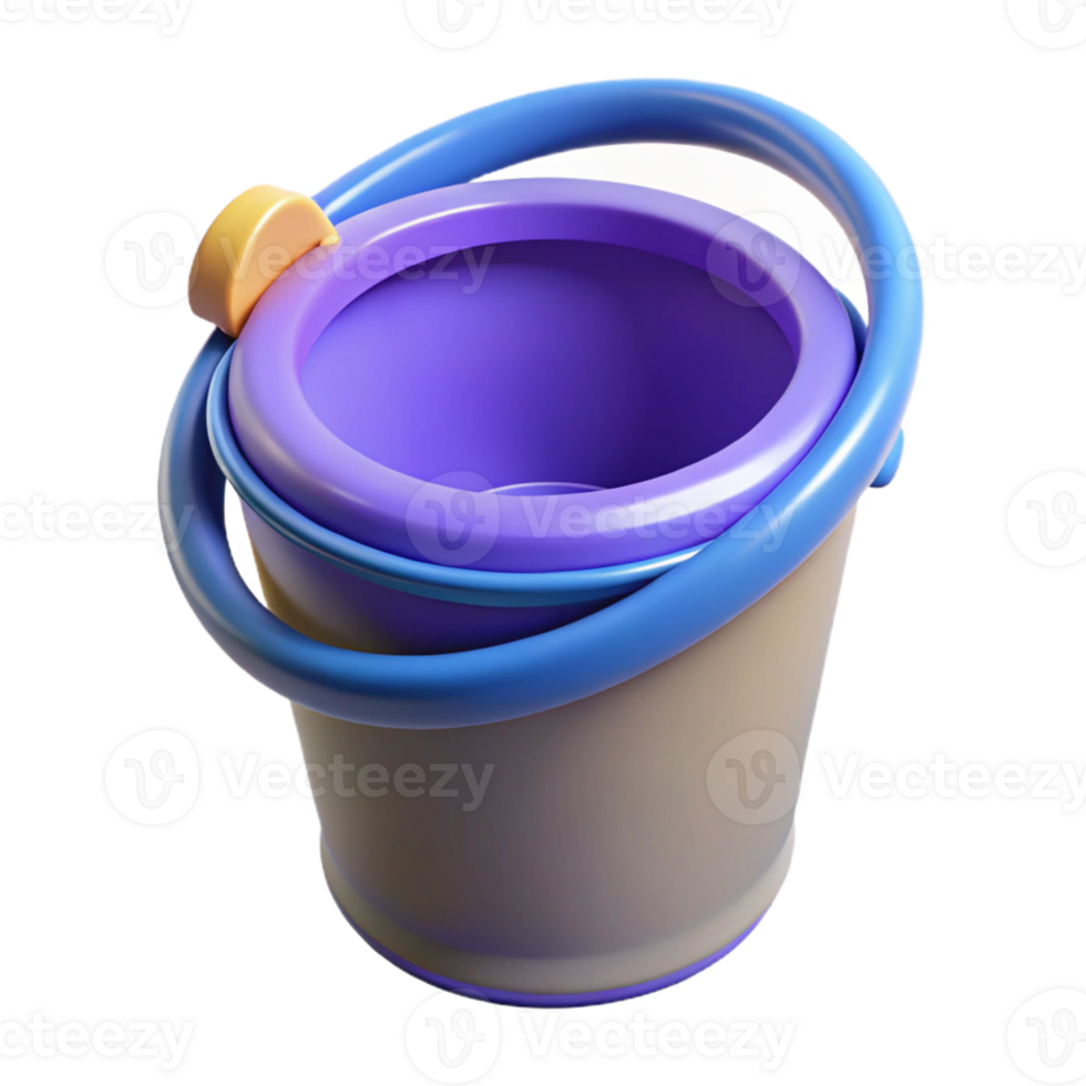 3D Render Purple and Blue Bucket Illustration png