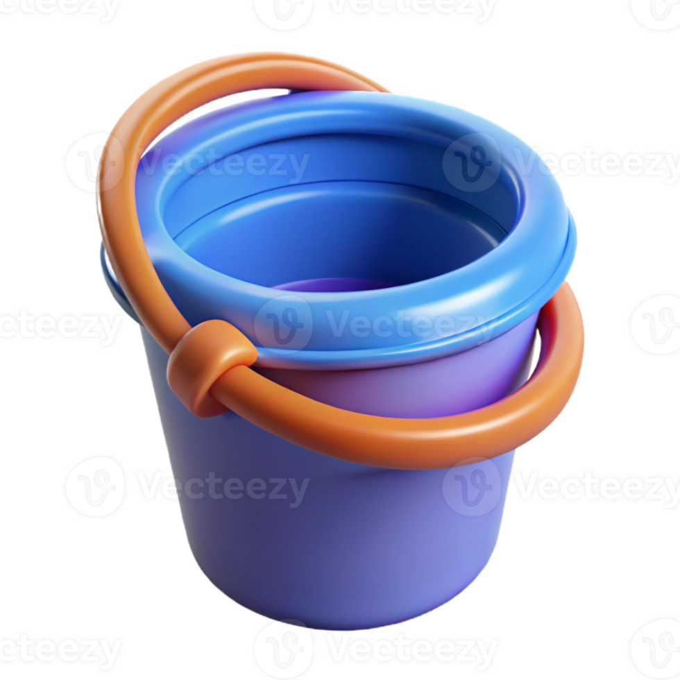 3D Render of a Colorful Plastic Bucket png