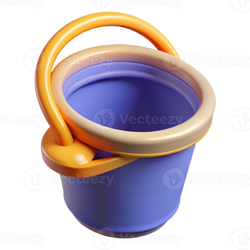 3D Render Purple and Orange Toy Bucket png