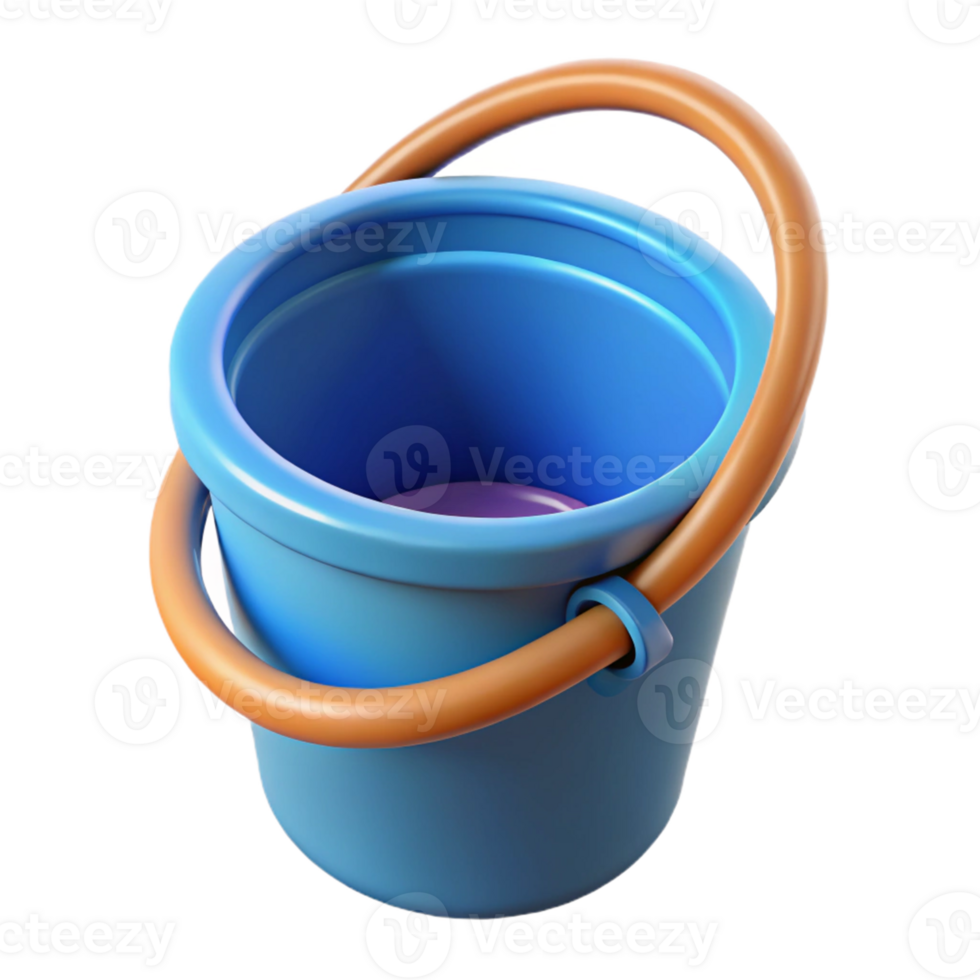 3D Render Blue Bucket Illustration png