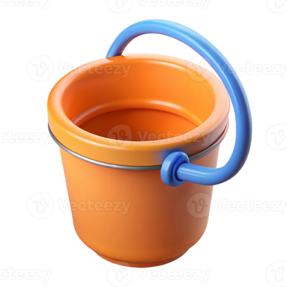 Orange Bucket 3D Render png