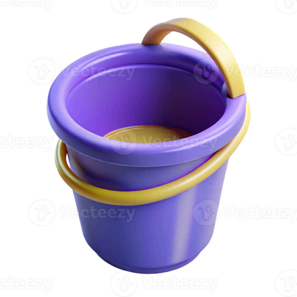3D Render Purple Yellow Bucket Illustration png