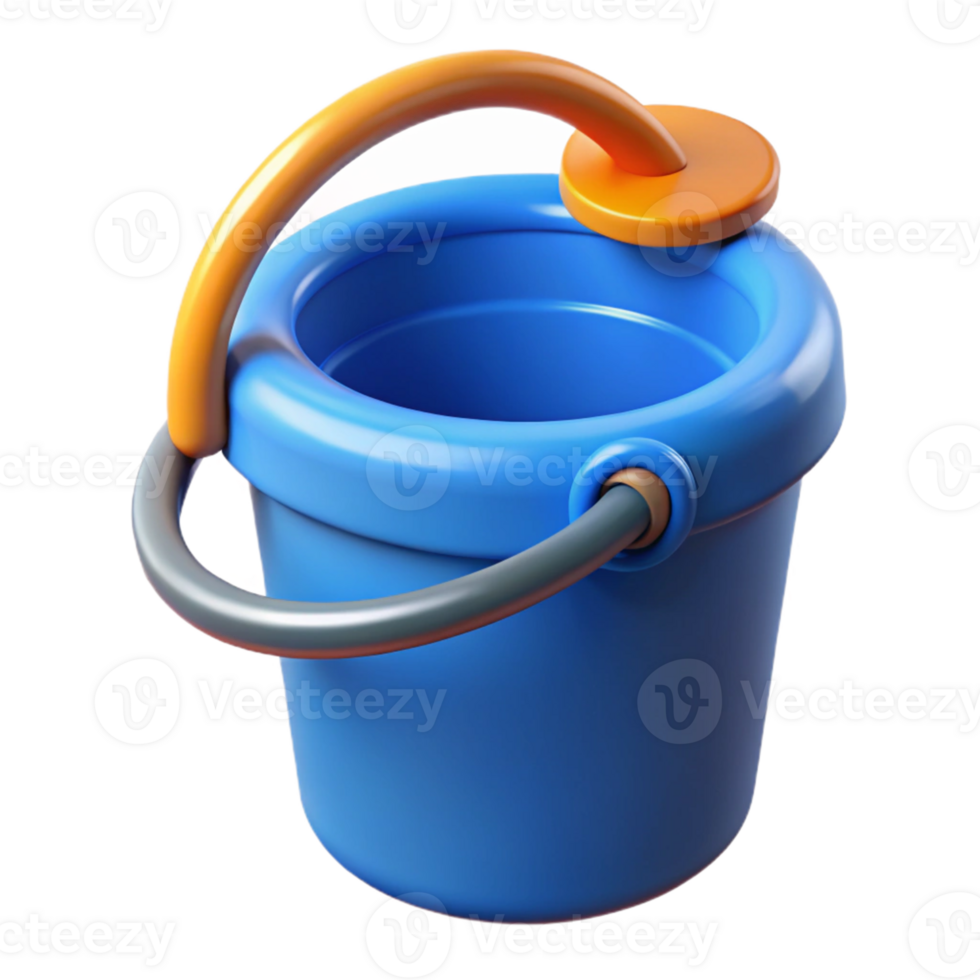 3D Render Blue Toy Bucket Illustration png