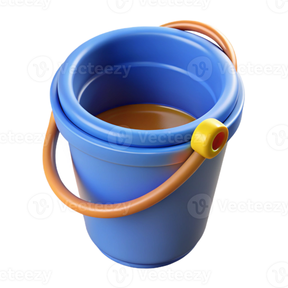 3D Render Blue Plastic Bucket Illustration png