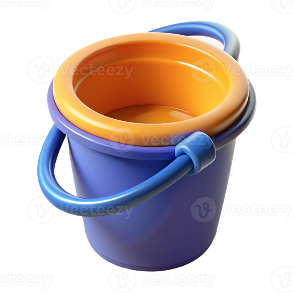 3D Render of a Colorful Plastic Bucket png